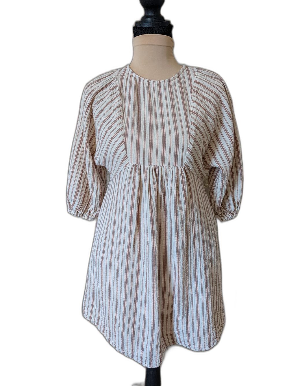 Copper Key Cream and Tan Striped Girls Dress